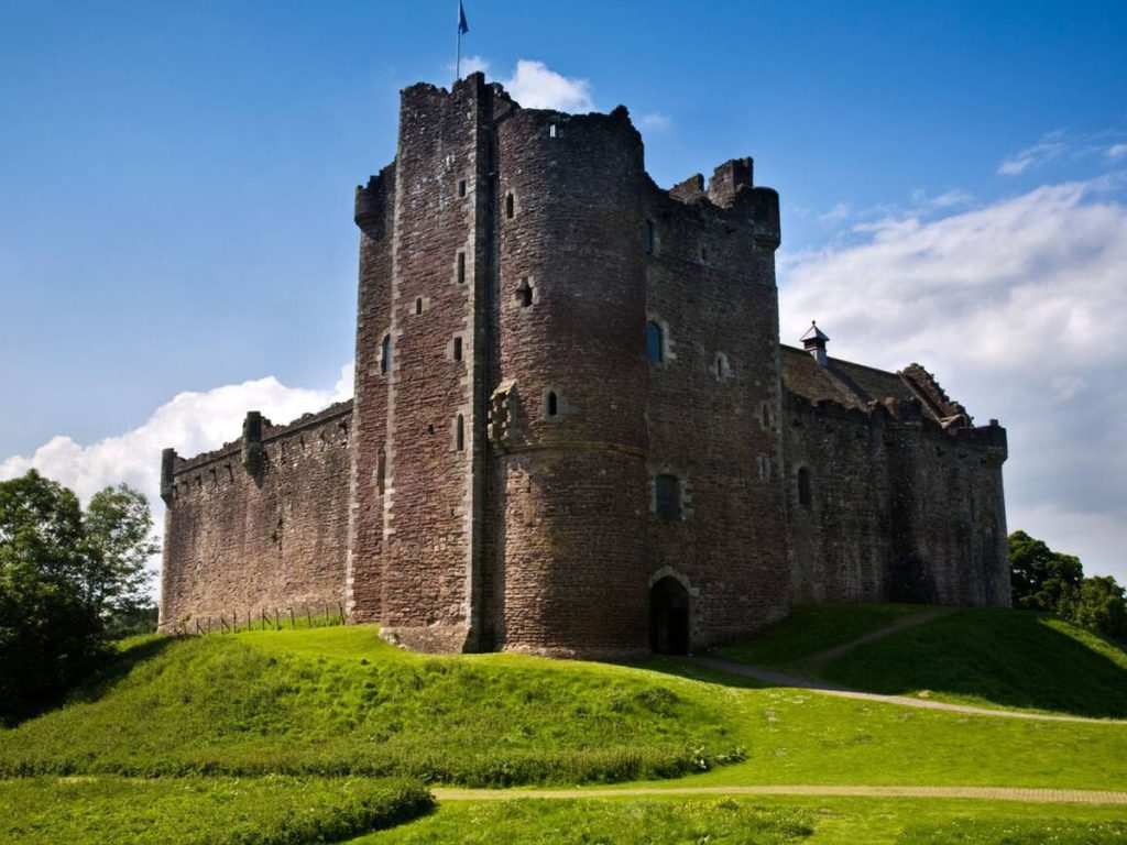 Doune Castle in Scotland, medievel castle on a hill