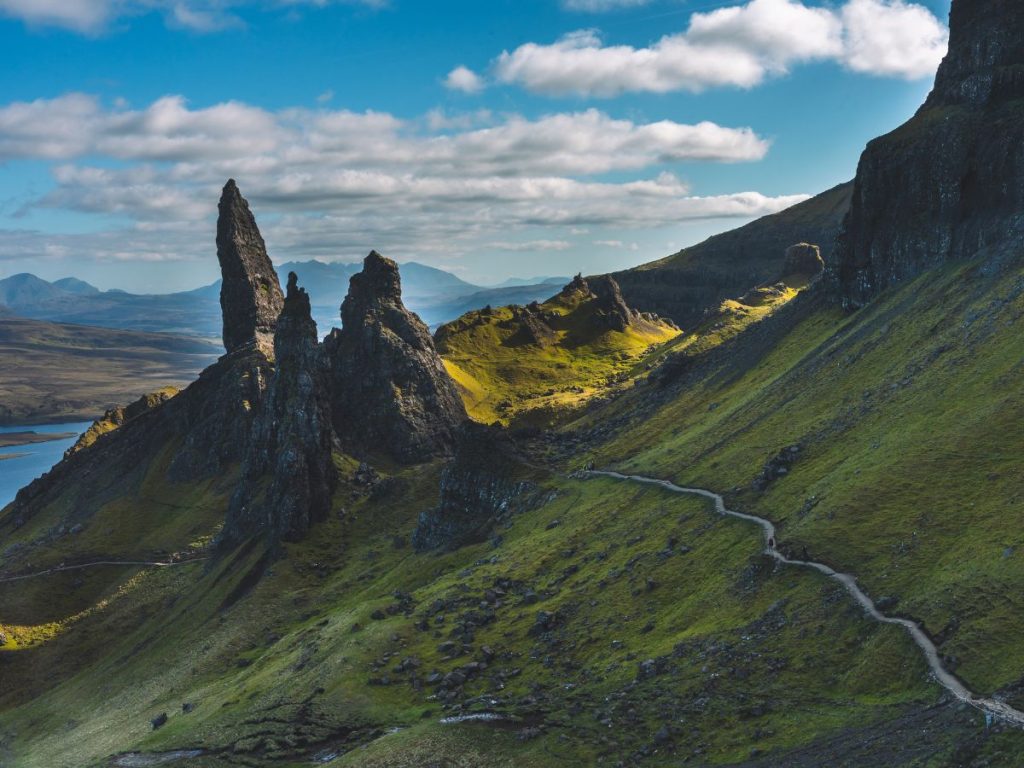 Old man of storr view from the trail.
