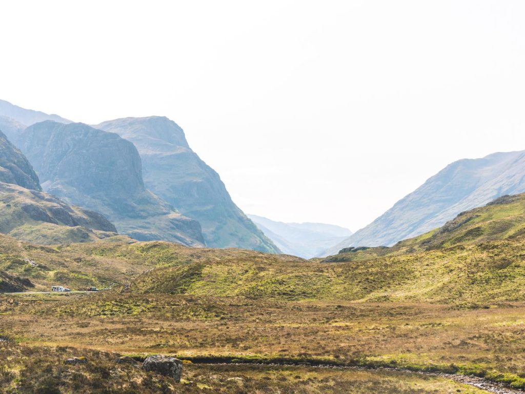 view of mountains from a velley in glen coe