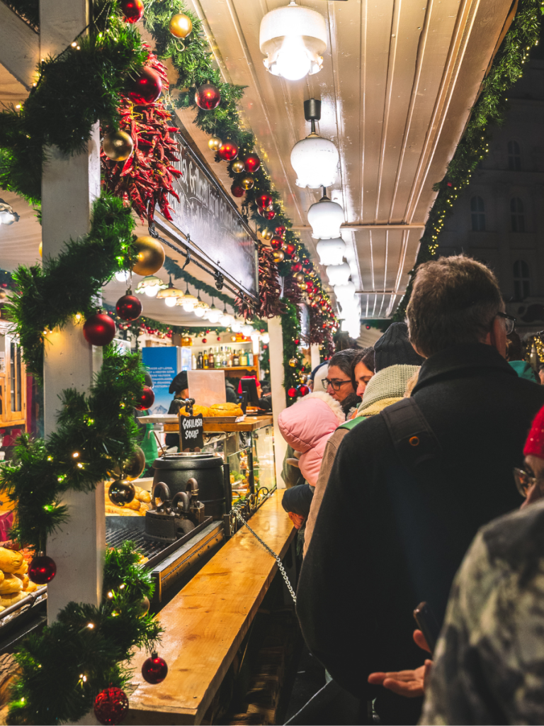 line at budapest christmas market